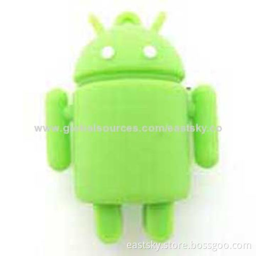 Customized Robot-shaped USB Flash Drive, Made of Soft PVC Material, OEM Orders are Welcome
